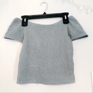 Japna blue off the shoulder smocked tube top